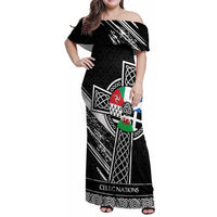 Cross Celtic Nations Family Matching Off Shoulder Maxi Dress and Hawaiian Shirt Six Celtic Countries Grunge Style - Wonder Print Shop