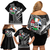 Cross Celtic Nations Family Matching Off Shoulder Short Dress and Hawaiian Shirt Six Celtic Countries Grunge Style - Wonder Print Shop