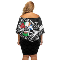 Cross Celtic Nations Family Matching Off Shoulder Short Dress and Hawaiian Shirt Six Celtic Countries Grunge Style - Wonder Print Shop