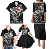 Cross Celtic Nations Family Matching Puletasi and Hawaiian Shirt Six Celtic Countries Grunge Style - Wonder Print Shop