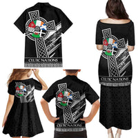 Cross Celtic Nations Family Matching Puletasi and Hawaiian Shirt Six Celtic Countries Grunge Style - Wonder Print Shop