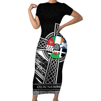 Cross Celtic Nations Family Matching Short Sleeve Bodycon Dress and Hawaiian Shirt Six Celtic Countries Grunge Style - Wonder Print Shop