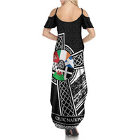 Cross Celtic Nations Family Matching Summer Maxi Dress and Hawaiian Shirt Six Celtic Countries Grunge Style - Wonder Print Shop