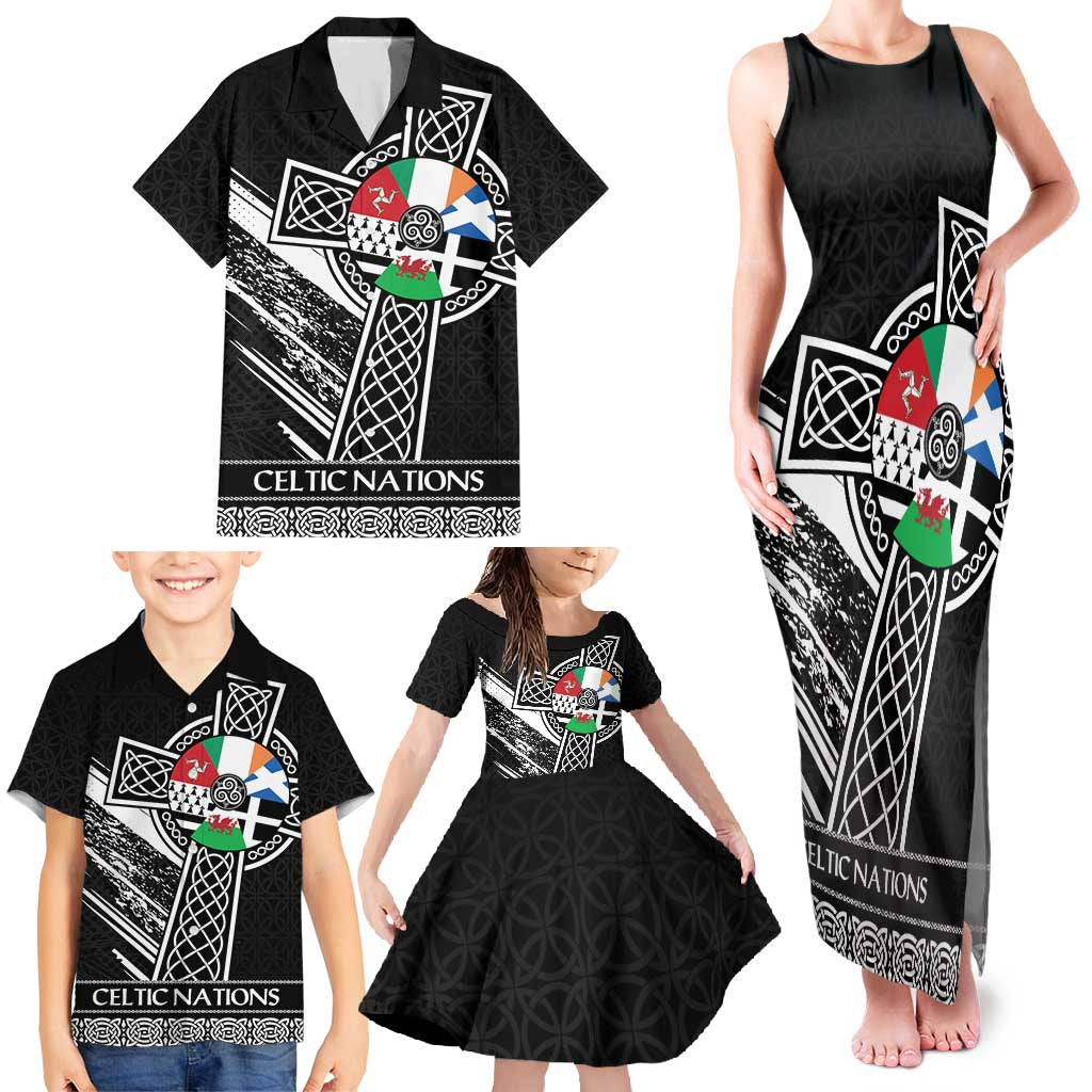 Cross Celtic Nations Family Matching Tank Maxi Dress and Hawaiian Shirt Six Celtic Countries Grunge Style - Wonder Print Shop