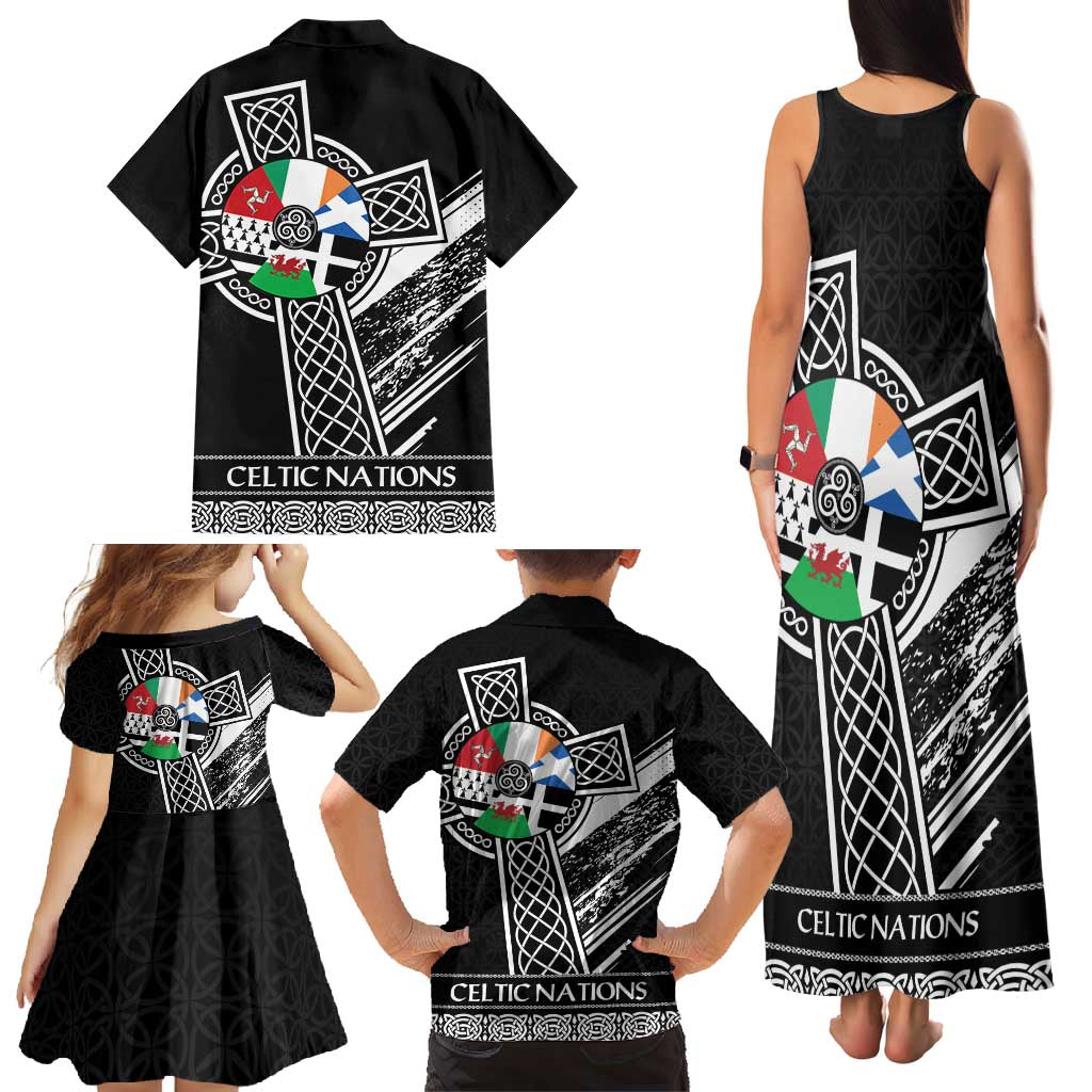 Cross Celtic Nations Family Matching Tank Maxi Dress and Hawaiian Shirt Six Celtic Countries Grunge Style - Wonder Print Shop
