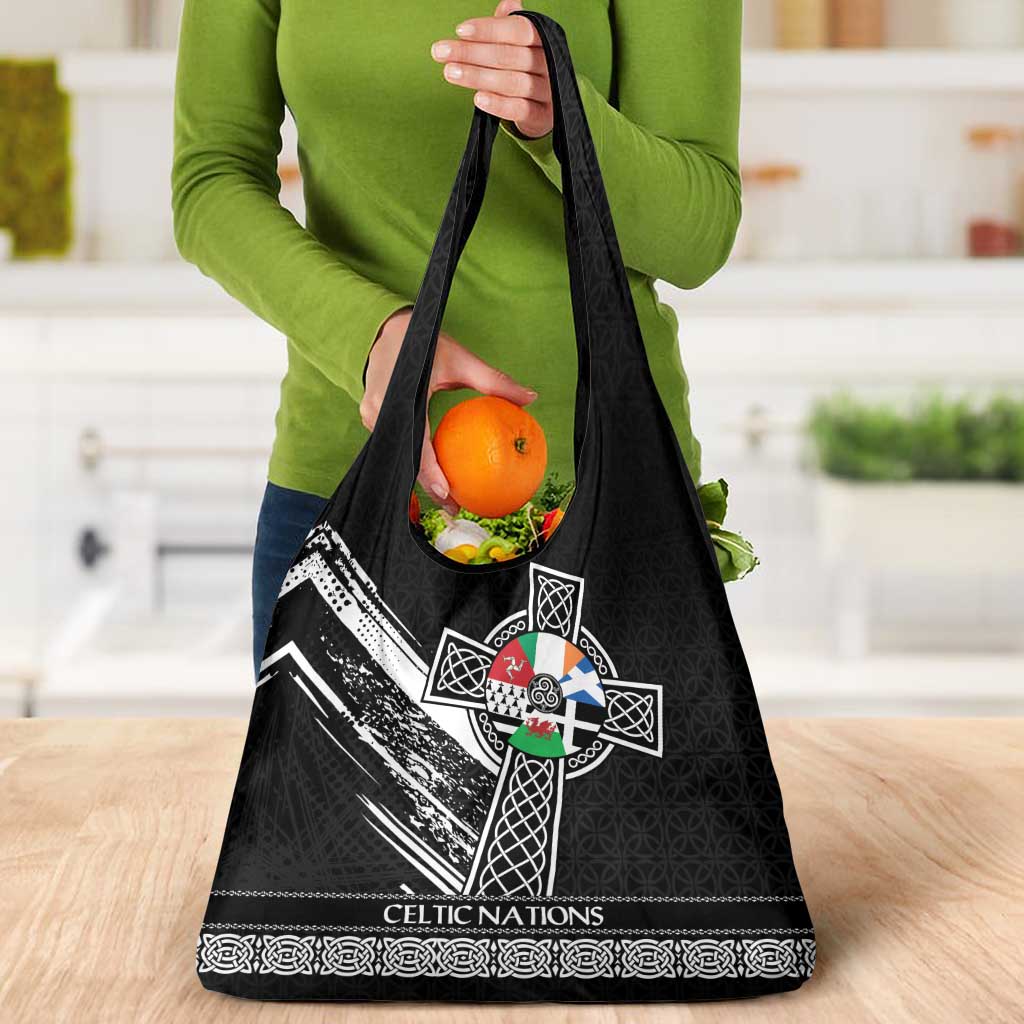 Cross Celtic Nations Grocery Bag Six Celtic Countries Grunge Style - Wonder Print Shop