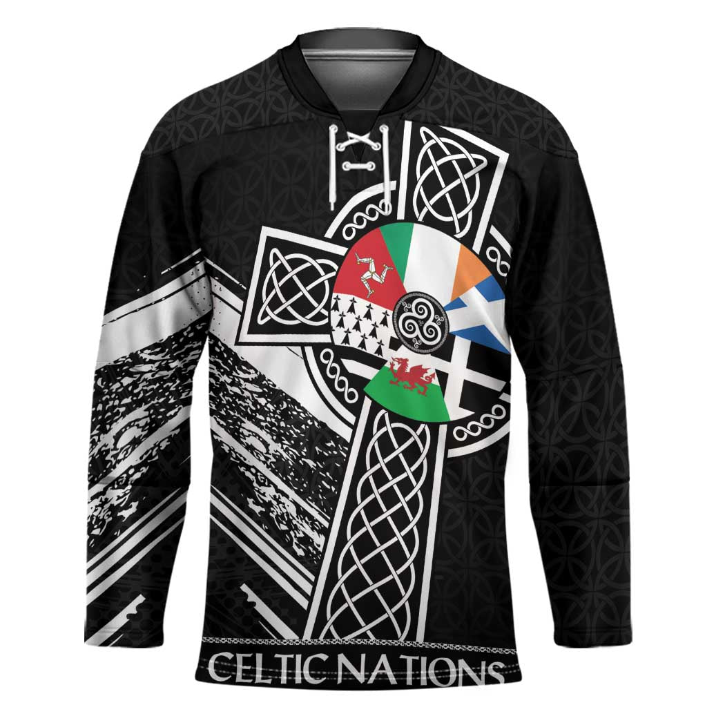 Cross Celtic Nations Hockey Jersey Six Celtic Countries Grunge Style - Wonder Print Shop