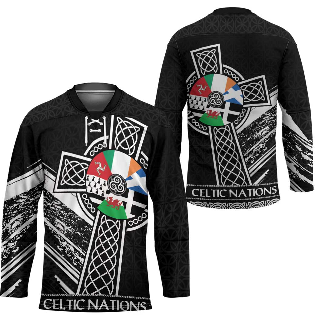 Cross Celtic Nations Hockey Jersey Six Celtic Countries Grunge Style - Wonder Print Shop
