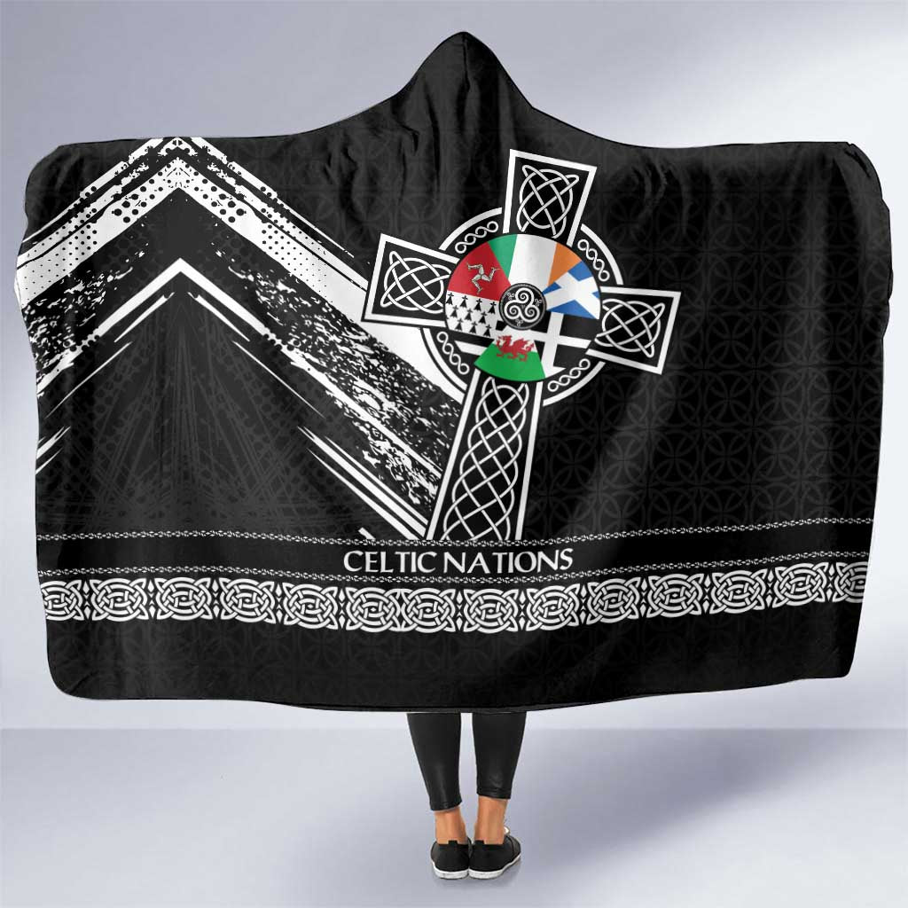 Cross Celtic Nations Hooded Blanket Six Celtic Countries Grunge Style - Wonder Print Shop