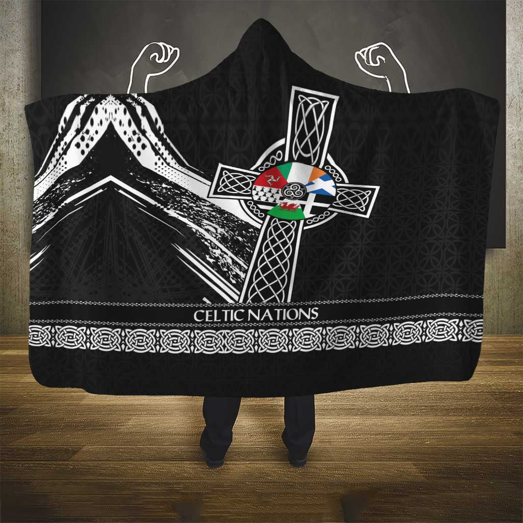 Cross Celtic Nations Hooded Blanket Six Celtic Countries Grunge Style - Wonder Print Shop