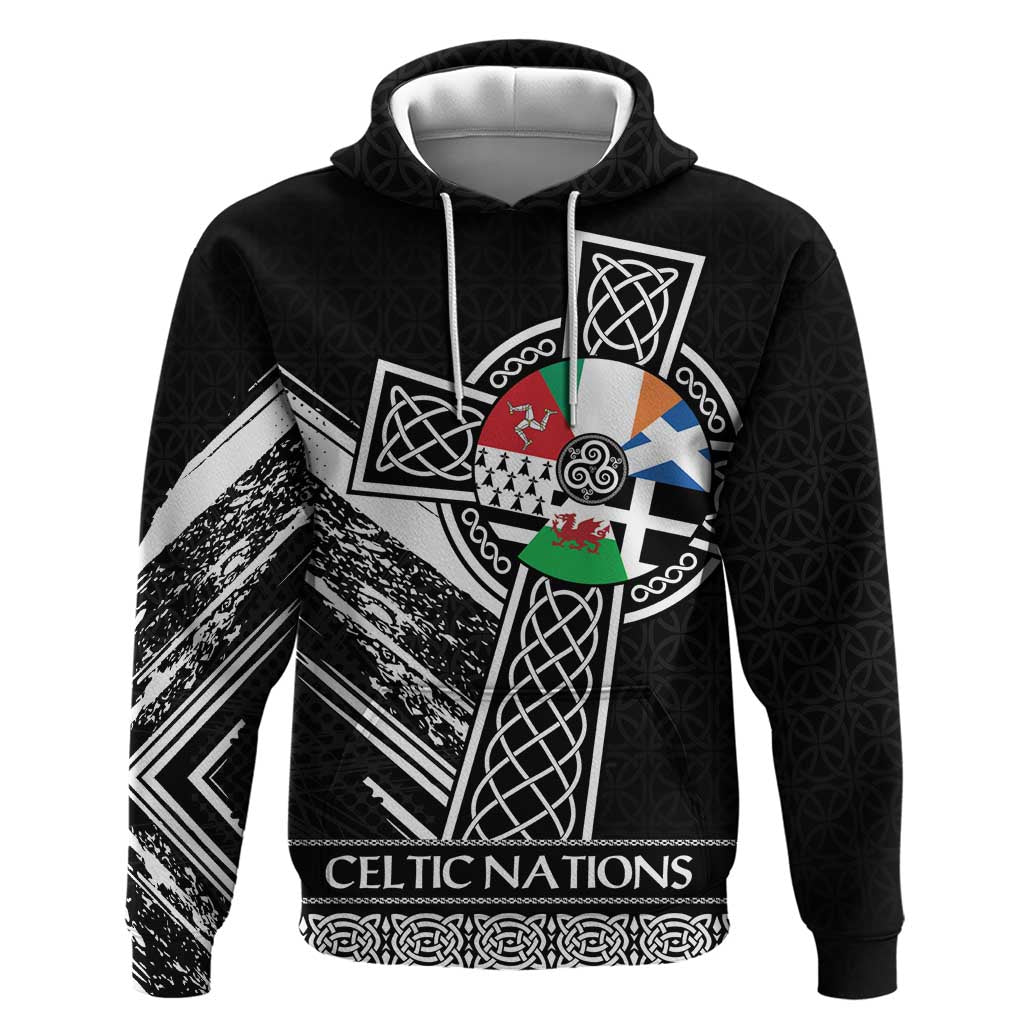 Cross Celtic Nations Hoodie Six Celtic Countries Grunge Style - Wonder Print Shop