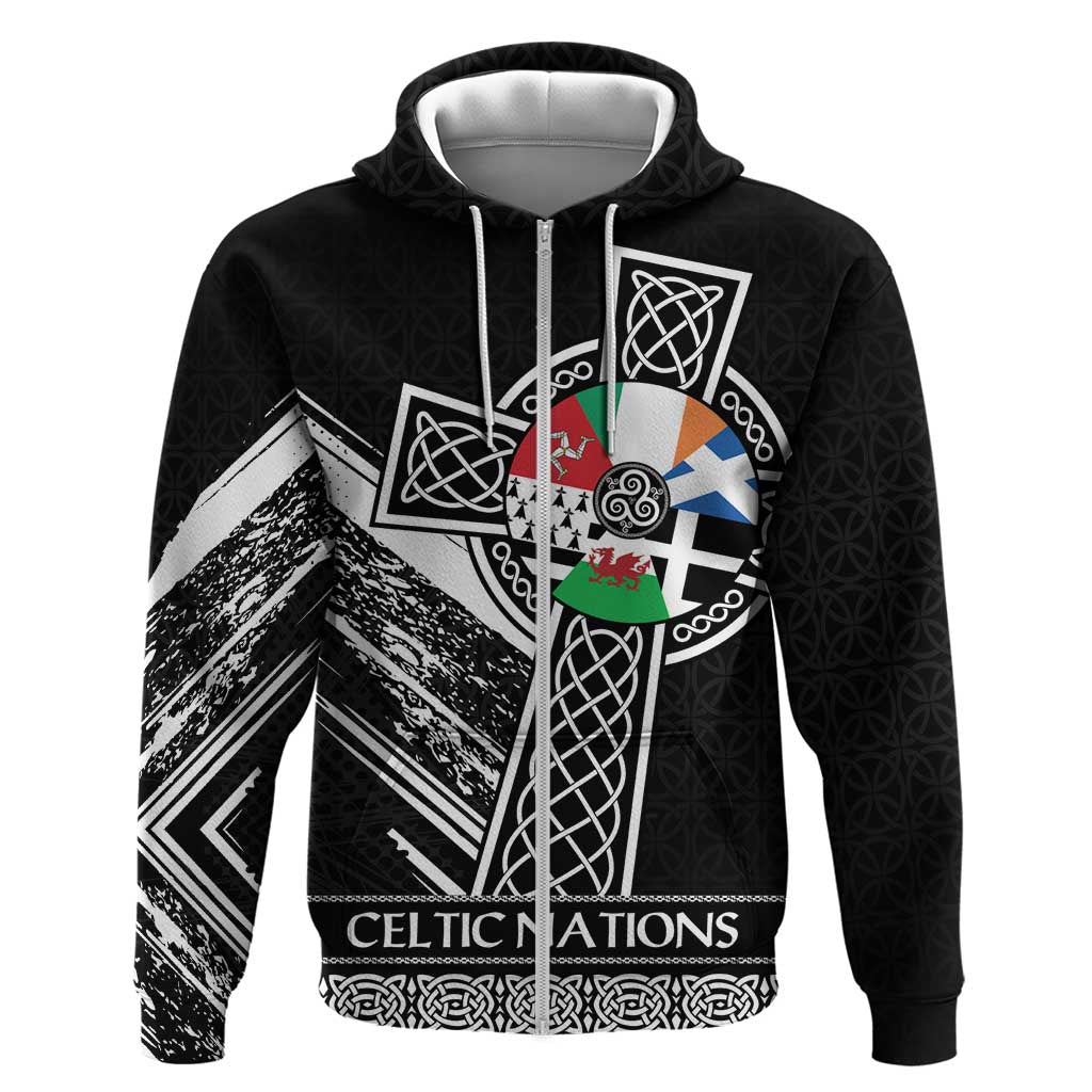 Cross Celtic Nations Hoodie Six Celtic Countries Grunge Style - Wonder Print Shop