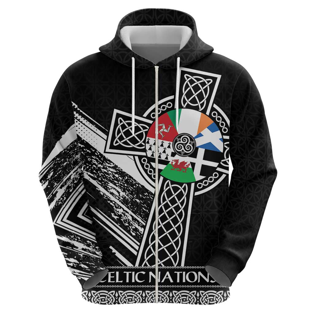 Cross Celtic Nations Hoodie Six Celtic Countries Grunge Style - Wonder Print Shop