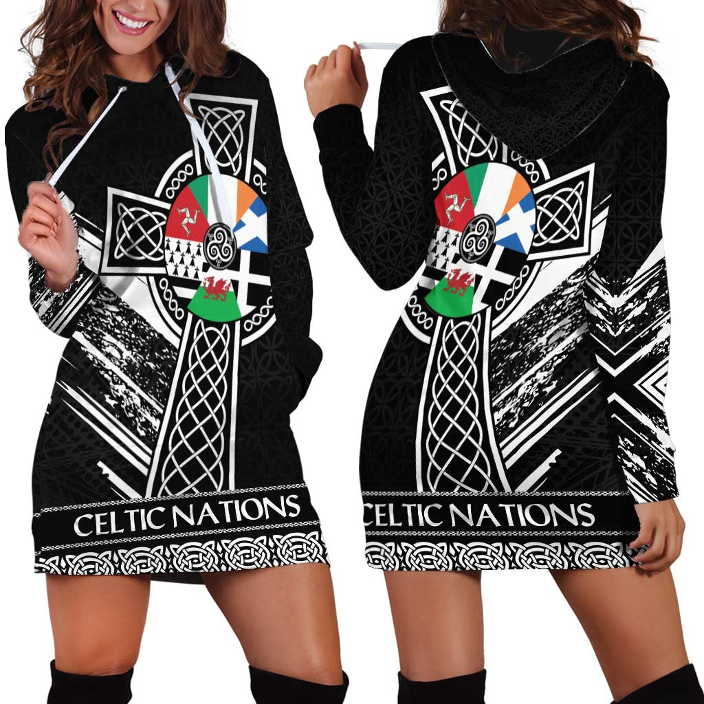 Cross Celtic Nations Hoodie Dress Six Celtic Countries Grunge Style - Wonder Print Shop