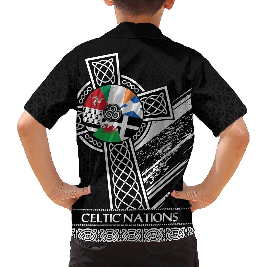 Cross Celtic Nations Kid Hawaiian Shirt Six Celtic Countries Grunge Style - Wonder Print Shop