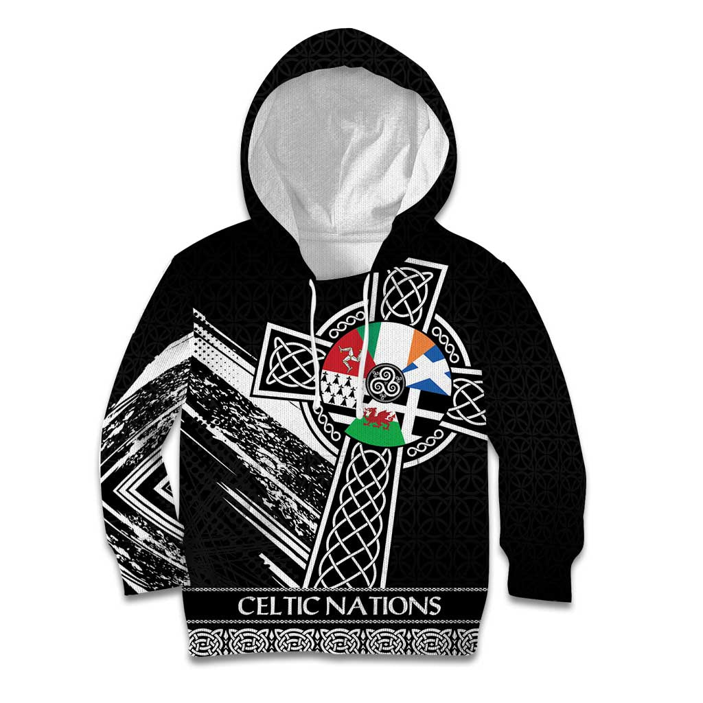Cross Celtic Nations Kid Hoodie Six Celtic Countries Grunge Style - Wonder Print Shop