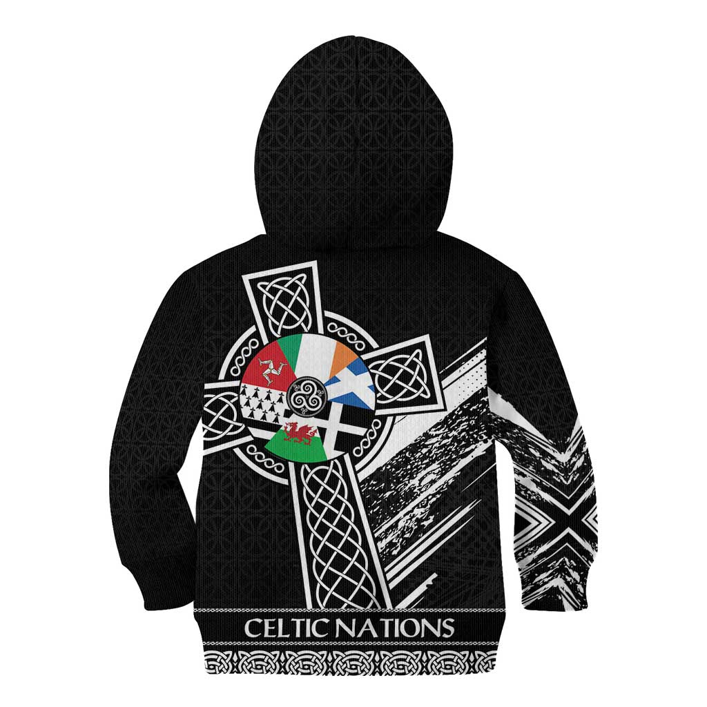 Cross Celtic Nations Kid Hoodie Six Celtic Countries Grunge Style - Wonder Print Shop