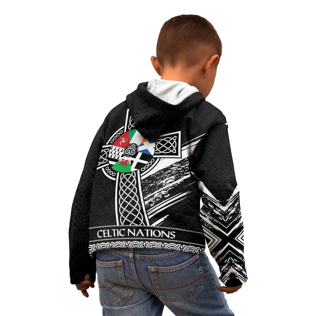 Cross Celtic Nations Kid Hoodie Six Celtic Countries Grunge Style - Wonder Print Shop