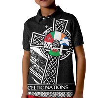 Cross Celtic Nations Kid Polo Shirt Six Celtic Countries Grunge Style - Wonder Print Shop