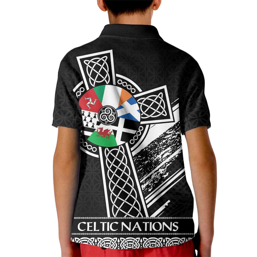 Cross Celtic Nations Kid Polo Shirt Six Celtic Countries Grunge Style - Wonder Print Shop
