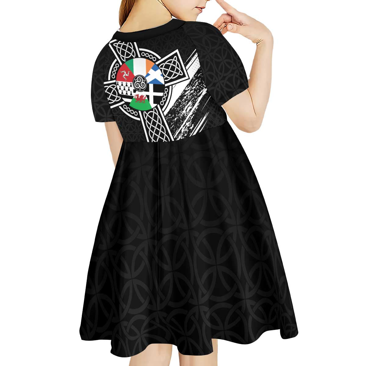 Cross Celtic Nations Kid Short Sleeve Dress Six Celtic Countries Grunge Style - Wonder Print Shop