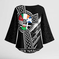 Cross Celtic Nations Kimono Sleeve Blouse Six Celtic Countries Grunge Style - Wonder Print Shop