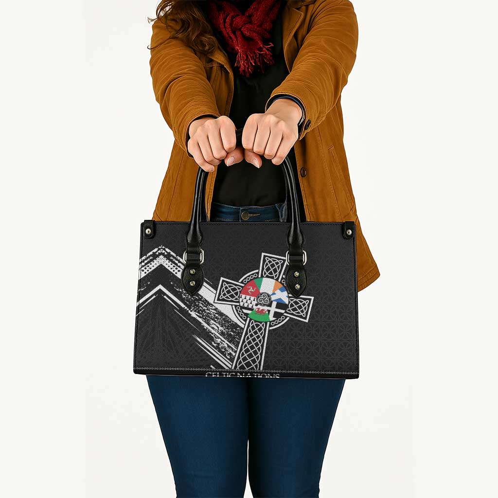 Cross Celtic Nations Leather Bag Six Celtic Countries Grunge Style - Wonder Print Shop