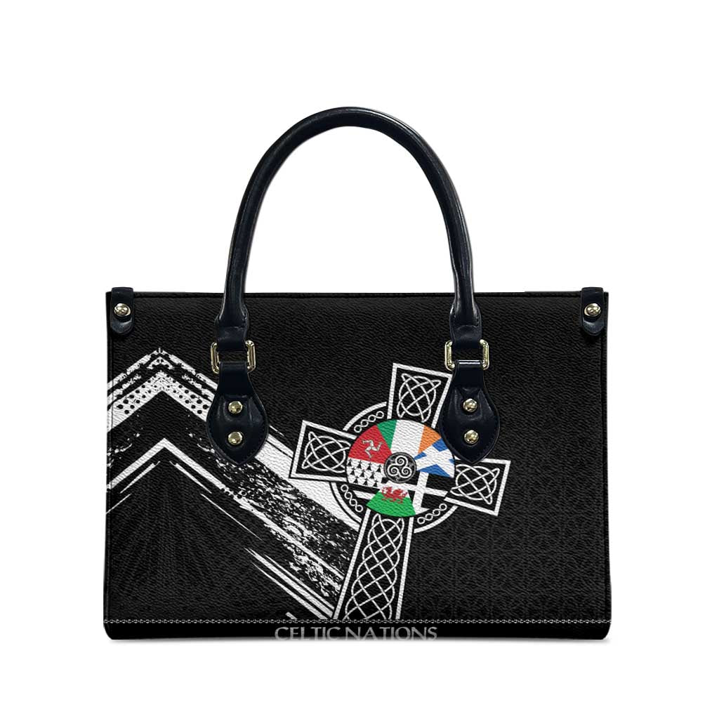 Cross Celtic Nations Leather Bag Six Celtic Countries Grunge Style - Wonder Print Shop