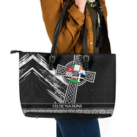Cross Celtic Nations Leather Tote Bag Six Celtic Countries Grunge Style - Wonder Print Shop