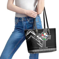 Cross Celtic Nations Leather Tote Bag Six Celtic Countries Grunge Style - Wonder Print Shop