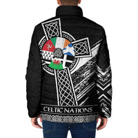 Cross Celtic Nations Padded Jacket Six Celtic Countries Grunge Style - Wonder Print Shop