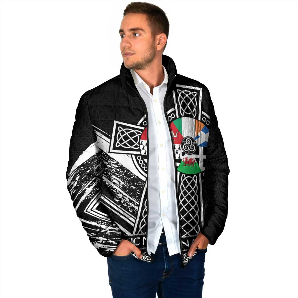 Cross Celtic Nations Padded Jacket Six Celtic Countries Grunge Style - Wonder Print Shop