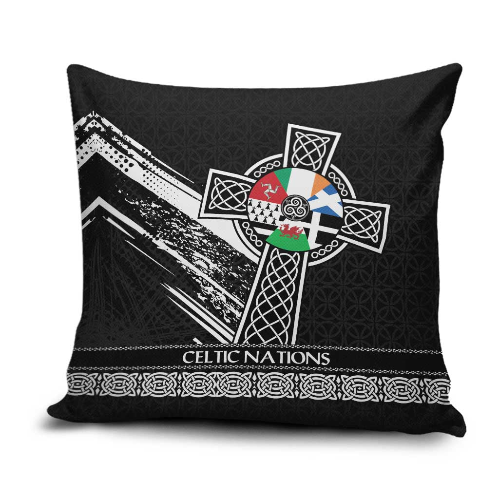 Cross Celtic Nations Pillow Cover Six Celtic Countries Grunge Style - Wonder Print Shop