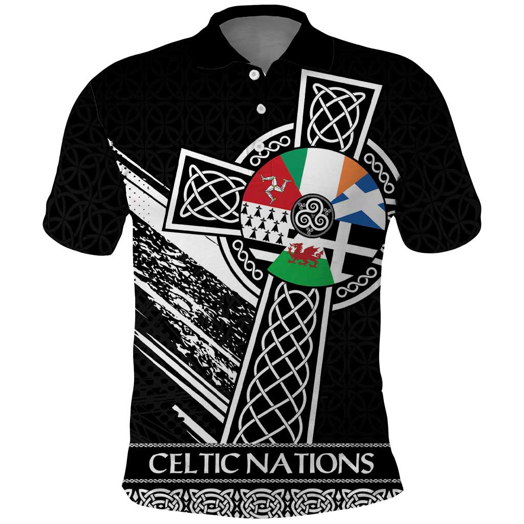 Cross Celtic Nations Polo Shirt Six Celtic Countries Grunge Style - Wonder Print Shop