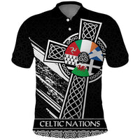 Cross Celtic Nations Polo Shirt Six Celtic Countries Grunge Style - Wonder Print Shop