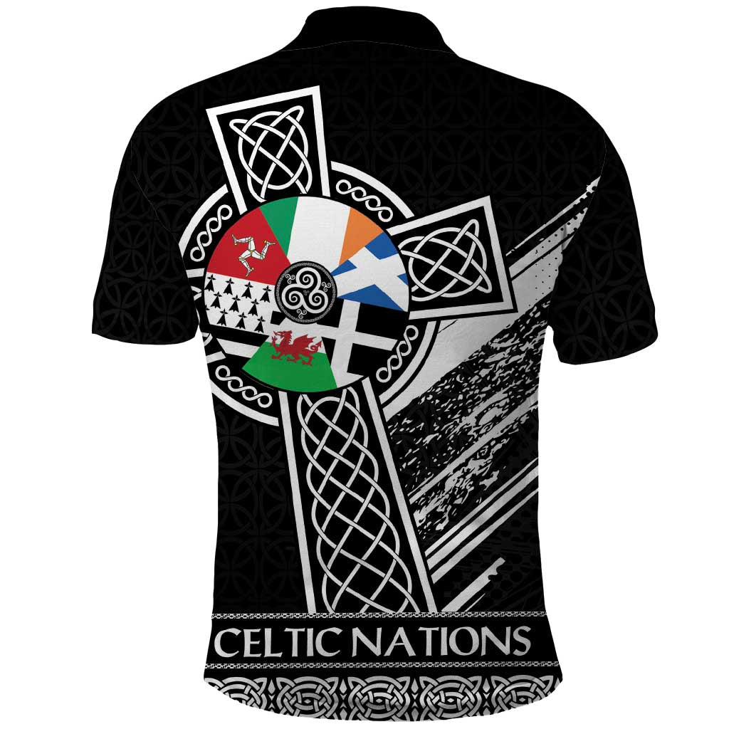 Cross Celtic Nations Polo Shirt Six Celtic Countries Grunge Style - Wonder Print Shop