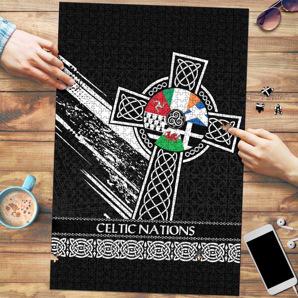Cross Celtic Nations Puzzle Six Celtic Countries Grunge Style - Wonder Print Shop