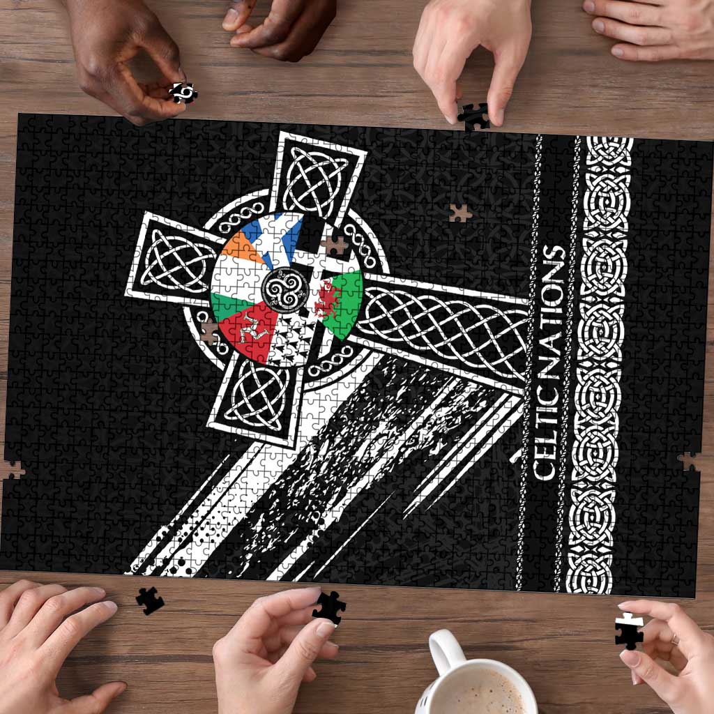 Cross Celtic Nations Puzzle Six Celtic Countries Grunge Style - Wonder Print Shop