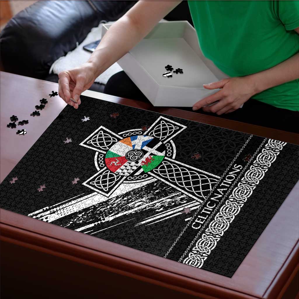 Cross Celtic Nations Puzzle Six Celtic Countries Grunge Style - Wonder Print Shop
