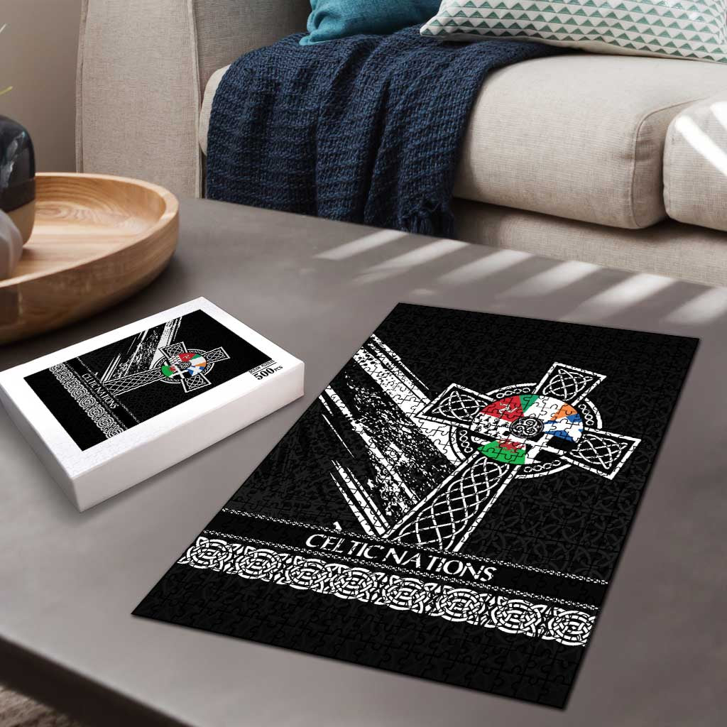 Cross Celtic Nations Puzzle Six Celtic Countries Grunge Style - Wonder Print Shop