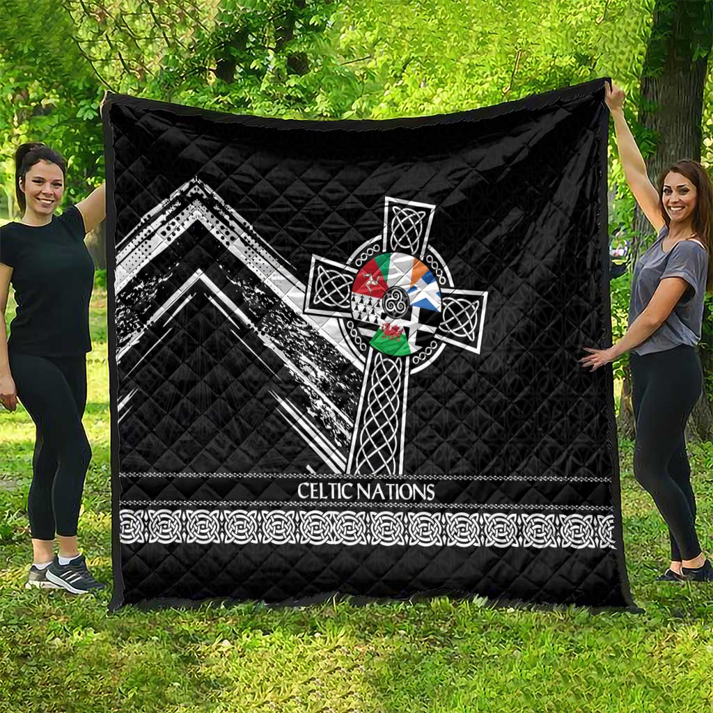 Cross Celtic Nations Quilt Six Celtic Countries Grunge Style - Wonder Print Shop