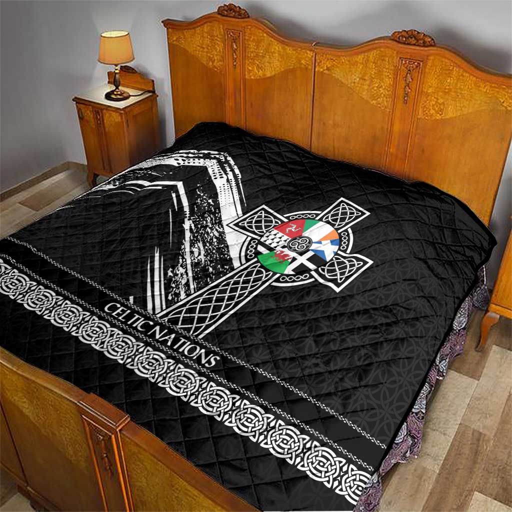 Cross Celtic Nations Quilt Six Celtic Countries Grunge Style - Wonder Print Shop