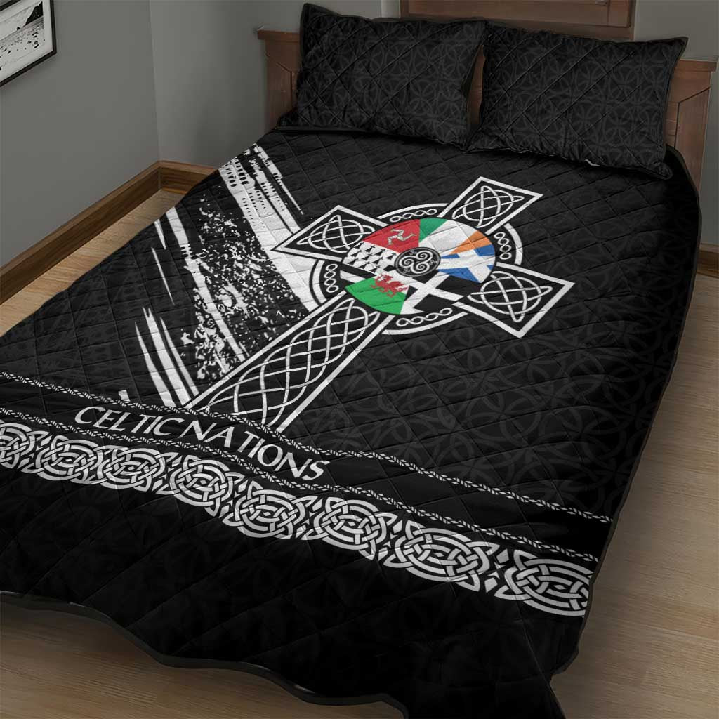 Cross Celtic Nations Quilt Bed Set Six Celtic Countries Grunge Style - Wonder Print Shop