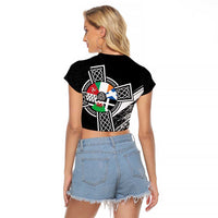 Cross Celtic Nations Raglan Cropped T Shirt Six Celtic Countries Grunge Style - Wonder Print Shop