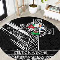 Cross Celtic Nations Round Carpet Six Celtic Countries Grunge Style - Wonder Print Shop