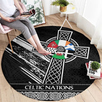 Cross Celtic Nations Round Carpet Six Celtic Countries Grunge Style - Wonder Print Shop