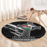 Cross Celtic Nations Round Carpet Six Celtic Countries Grunge Style - Wonder Print Shop