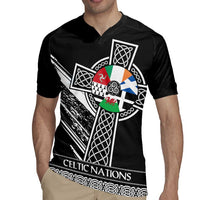 Cross Celtic Nations Rugby Jersey Six Celtic Countries Grunge Style - Wonder Print Shop