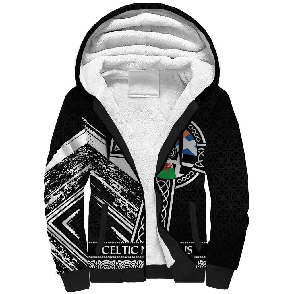 Cross Celtic Nations Sherpa Hoodie Six Celtic Countries Grunge Style - Wonder Print Shop