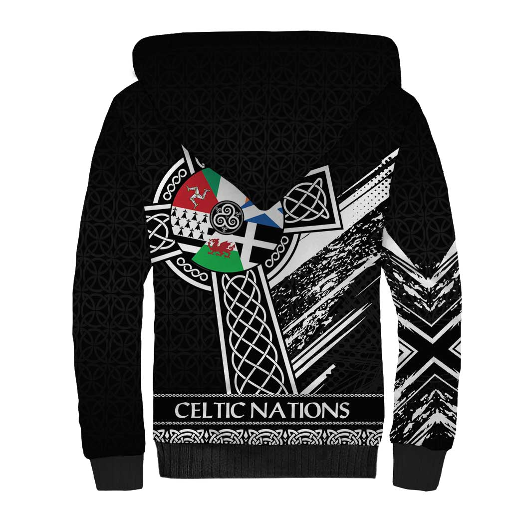 Cross Celtic Nations Sherpa Hoodie Six Celtic Countries Grunge Style - Wonder Print Shop